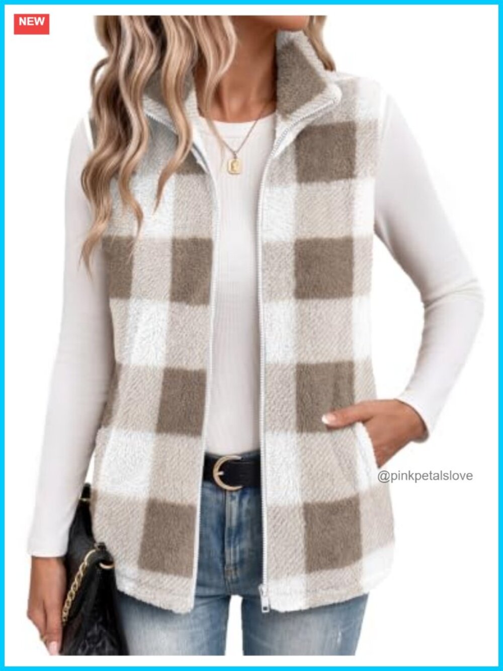 Sleeveless Sherpa Fleece Zip Up Vest Sherpa Fleece Winter Layering Coat